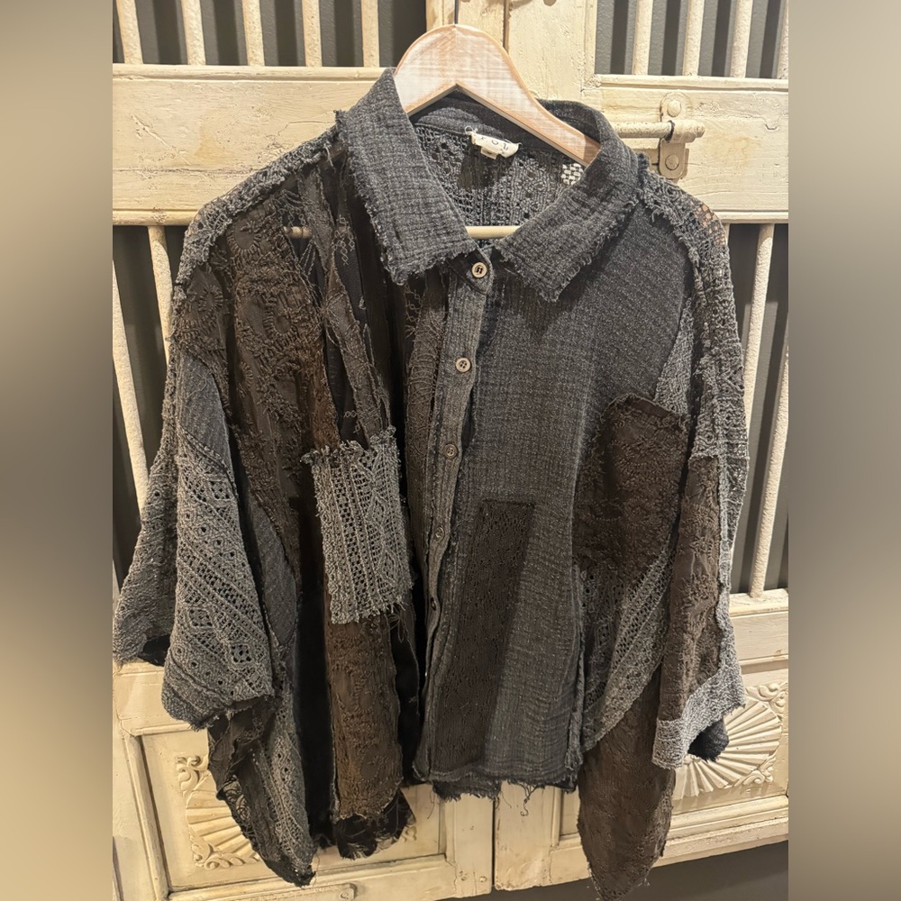 POL Oversized High/Low hem mixed fabrics
